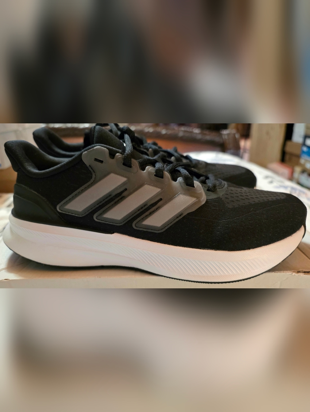 adidas Black and White Athletic Sneakers, UltraRun 5J